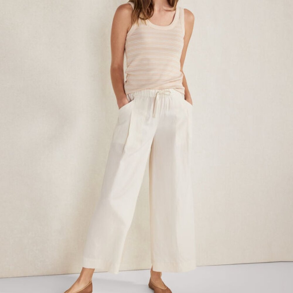NWOT Haven Well Within Linen Blend Cropped Palazzo Pants – Buttermilk – Size Sma
